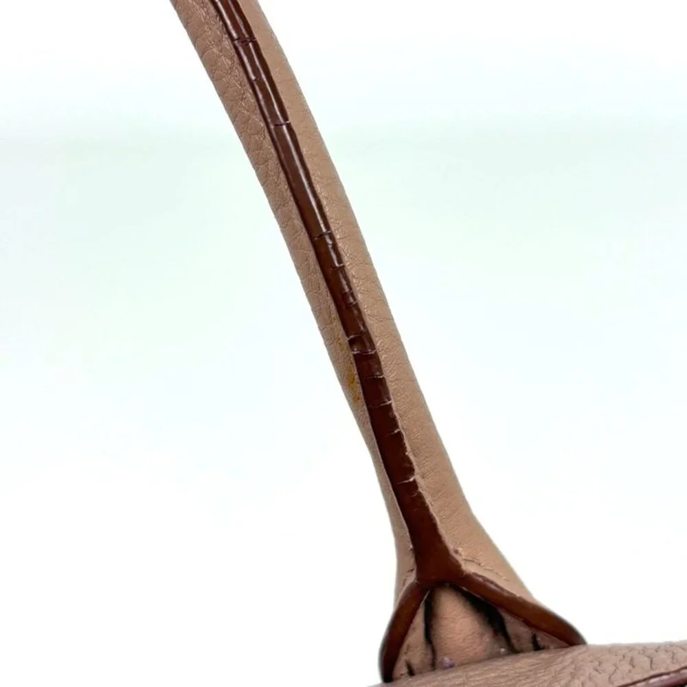 Prada Logo Handbag 2-Way Shoulder Bag Handbag Leather Beige - Picture 7 of 8